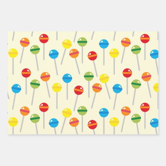 かわいいキャンディ棒つきキャンデー柄 ラッピングペーパーシート (正面)