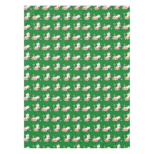 かわいいキャンディ・ケーン猫 テーブルクロス (正面)