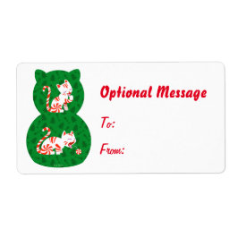 かわいいキャンディ・ケーン猫 ラベル