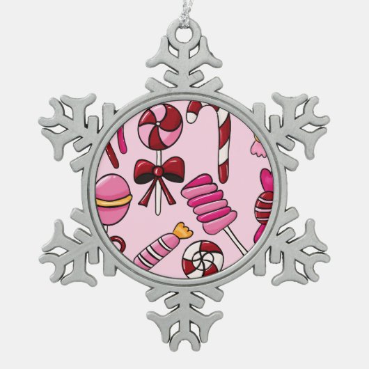 かわいいキャンディ スノーフレークピューターオーナメント (正面)