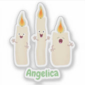 かわいいキャンドルトリオ漫画 シール (正面)