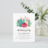 かわいいキャンドルファミリークリスマスホリデーパーティー インビテーションポストカード (スタンド正面)