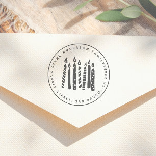 かわいいキャンドルラウンドファミリー名&差出人住所 ラバースタンプ