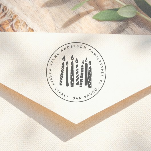 かわいいキャンドルラウンドファミリー名&差出人住所 ラバースタンプ