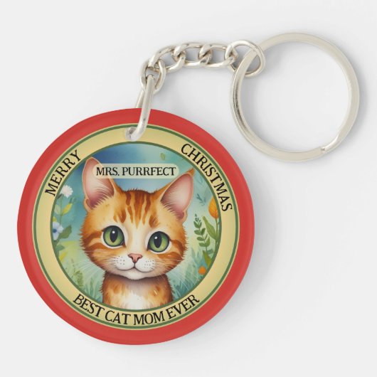 かわいいキャンドル猫クリスマス両面 キーホルダー (裏面)