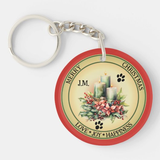 かわいいキャンドル猫クリスマス両面 キーホルダー (正面)