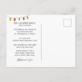 かわいいキャンパーがビーチで冬の家に新しい住所 案内ポストカード (裏面)