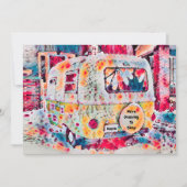 かわいいキャンパーレトロヴィンテージトラベルトレーラームービング 案内状 (正面)