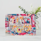 かわいいキャンパーレトロヴィンテージトラベルトレーラームービング 案内状 (スタンド正面)