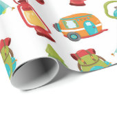 かわいいキャンピングパターンパーティーラップ ラッピングペーパー (ロールコーナー)