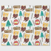 かわいいキャンピングベア誕生日ラッピング紙 ラッピングペーパー (フラット)