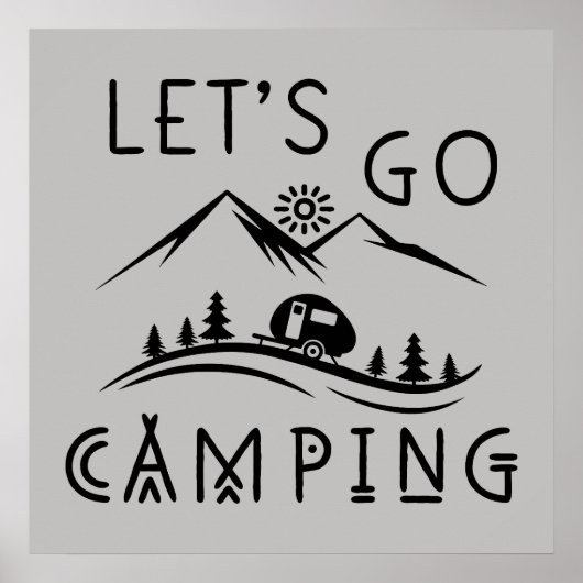 かわいいキャンピングワードアートに行こう ポスター (正面)