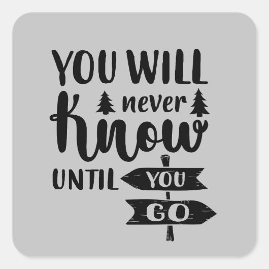 かわいいキャンピングワードアート スクエアシール (正面)