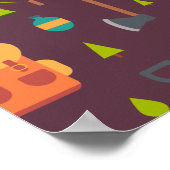 かわいいキャンプのテーマパターン ポスター (角)