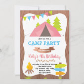 かわいいキャンプの誕生日パーティーの招待 招待状 (正面)
