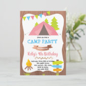 かわいいキャンプの誕生日パーティーの招待 招待状 (スタンド正面)