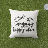 かわいいキャンプは私の幸せな場所の装飾の枕 アウトドアクッション (芝生)