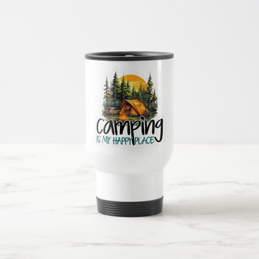 かわいいキャンプは私の幸せな場所旅行コーヒーマグ トラベルマグ (中央)