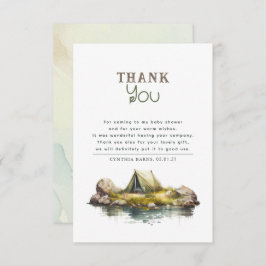 かわいいキャンプをテーマにした赤ちゃんシャワー サンキューカード