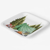 かわいいキャンプテーマキャンプファイヤー、テント、森 ペーパープレート (傾斜あり)