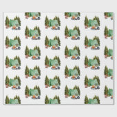 かわいいキャンプテーマキャンプファイヤー、テント、森 ラッピングペーパー (フラット)