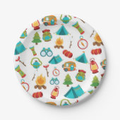 かわいいキャンプパーティーパターンプレート ペーパープレート (正面)