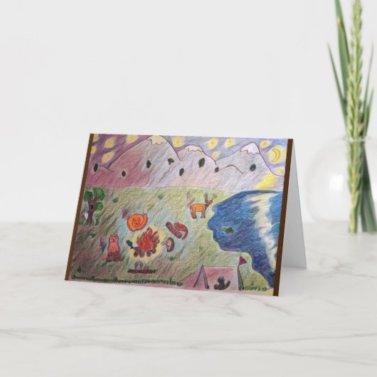 かわいいキャンプファイヤーの友だち カード (正面)