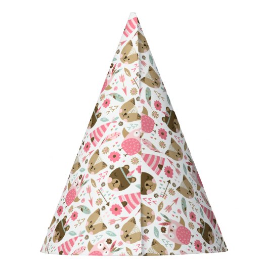 かわいいキャンプ場の動物のパターン パーティーハット (裏面)