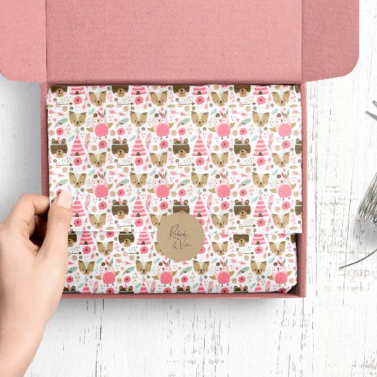 かわいいキャンプ場の動物のパターン 薄葉紙