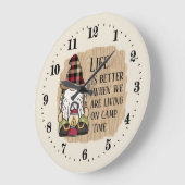 かわいいキャンプ時間付加文字格言  ラージ壁時計 (傾斜)