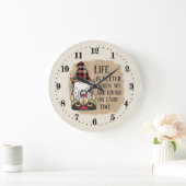 かわいいキャンプ時間付加文字格言  ラージ壁時計 (ホーム)