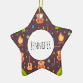 かわいいキャンプ柄のアウトドアデザイン セラミックオーナメント (左)