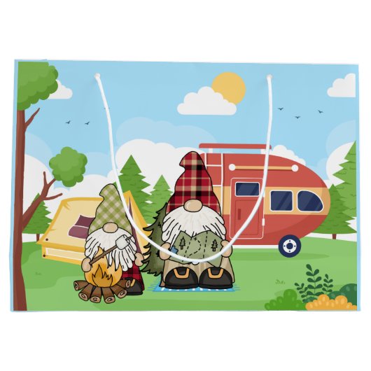 かわいいキャンプ格言追加の名前パーティー ラージペーパーバッグ (裏面)