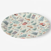 かわいいキャンプ、ハイキング、アウトドアと自然テーマ ペーパープレート (アングル)