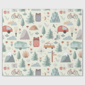 かわいいキャンプ、ハイキング、アウトドアと自然テーマ ラッピングペーパー (フラット)