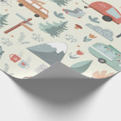 かわいいキャンプ、ハイキング、アウトドアと自然テーマ ラッピングペーパー (角)