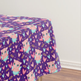 かわいいキュピッドピグウィットハートパターン テーブルクロス