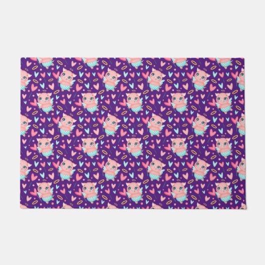かわいいキュピッドピグウィットハートパターン ドアマット (正面)