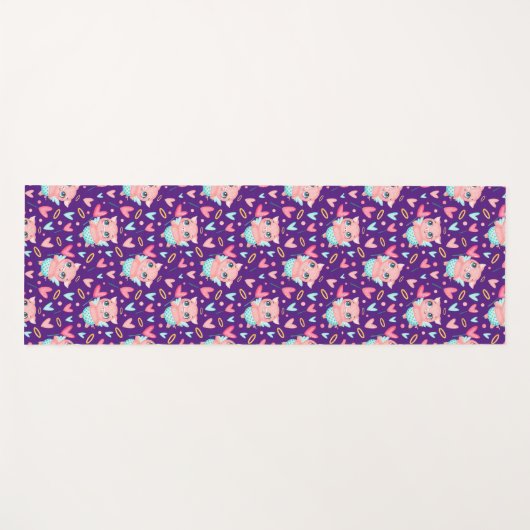 かわいいキュピッドピグウィットハートパターン ヨガマット (正面(横))