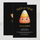 かわいいキュートキャンディコーンキッドハローウィンパーティ 招待状 (正面/裏面)