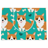 かわいいキュートコルギドッグシンプルイラストレーションパターン ラージペーパーバッグ (正面)