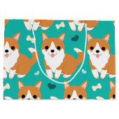 かわいいキュートコルギドッグシンプルイラストレーションパターン ラージペーパーバッグ (裏面)
