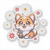 かわいいキュートコルギボバミルクティー シール (正面)