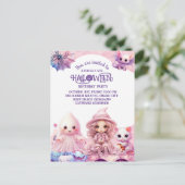 かわいいキュートピンクハロウィーン誕生日 インビテーションポストカード (スタンド正面)