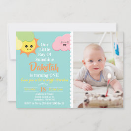 かわいいキュートレイ・オブ・サンシャイン誕生日写真 招待状