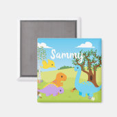 かわいいキュート恐竜フレンズキッズ子供部屋 マグネット (正面/裏面)