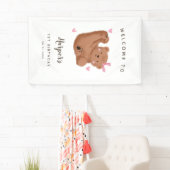 かわいいキュービーガールバースデーパーティーへようこそ 横断幕 (インサイチュ)