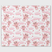 かわいいキューピッドとピンクの翼パターンバレンタインデー ラッピングペーパー (フラット)