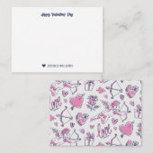 かわいいキューピッドの弓と矢のハート柄 バレンタインデー ノートカード (正面/裏面)