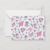 かわいいキューピッドの弓と矢のハート柄 バレンタインデー ノートカード (裏面)